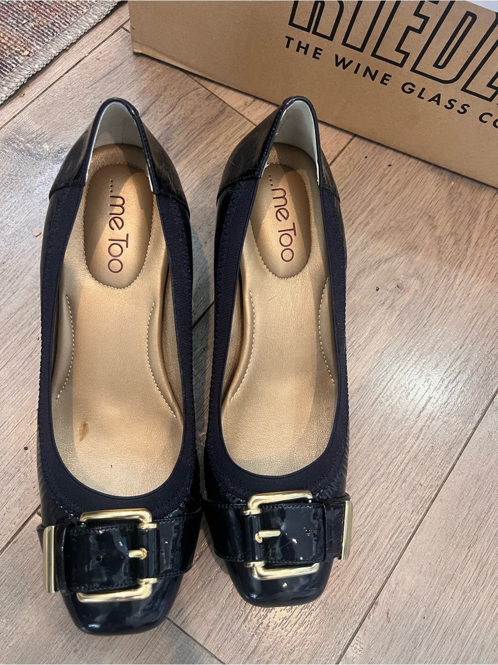 🔥 NWOT Me Too Pria Navy Patent Leather Buckle Pump Low Heel